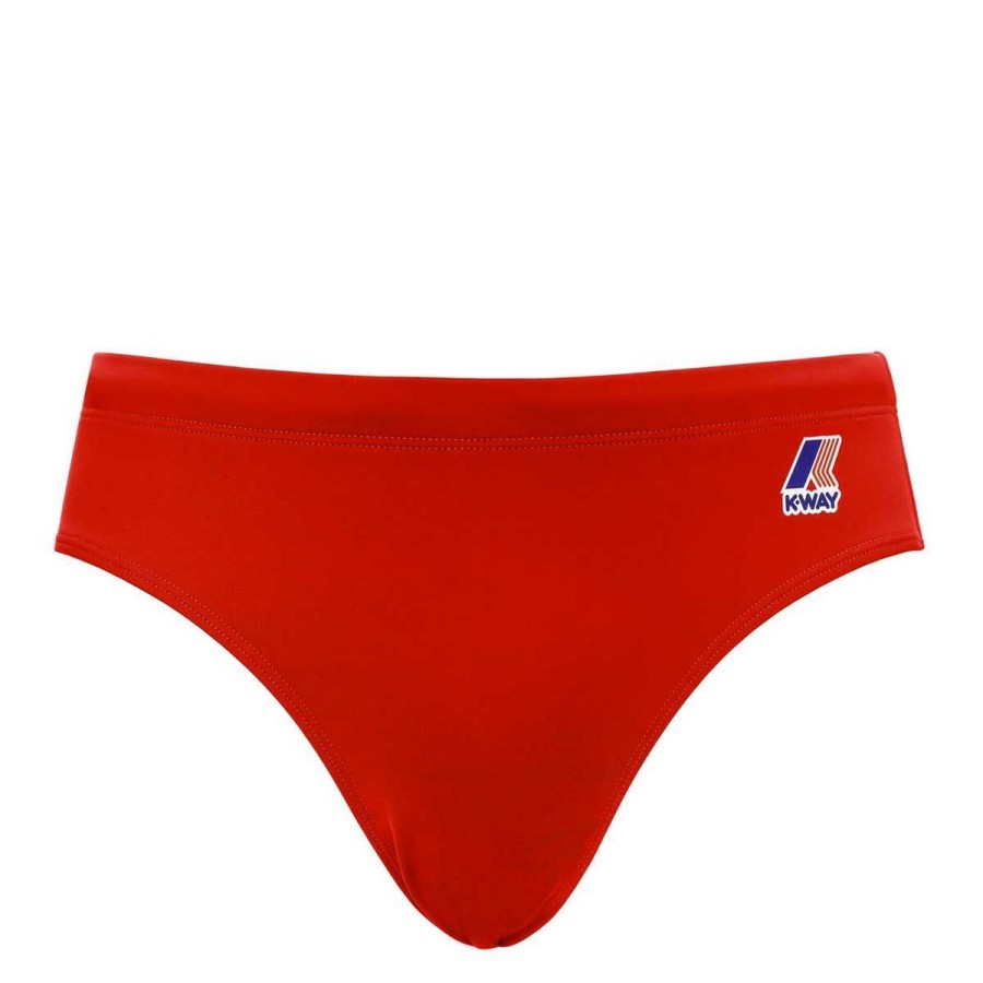 Uomo K-Way Abbigliamento | Costume Uomo K-Way Seawear Slip Omer Red Olympic K009El 121