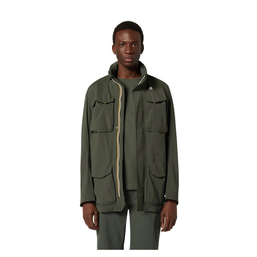 Uomo K-Way Abbigliamento | Giacca Uomo K-Way Manphy Stretch Nylon Green Blackish K2121Qw Co