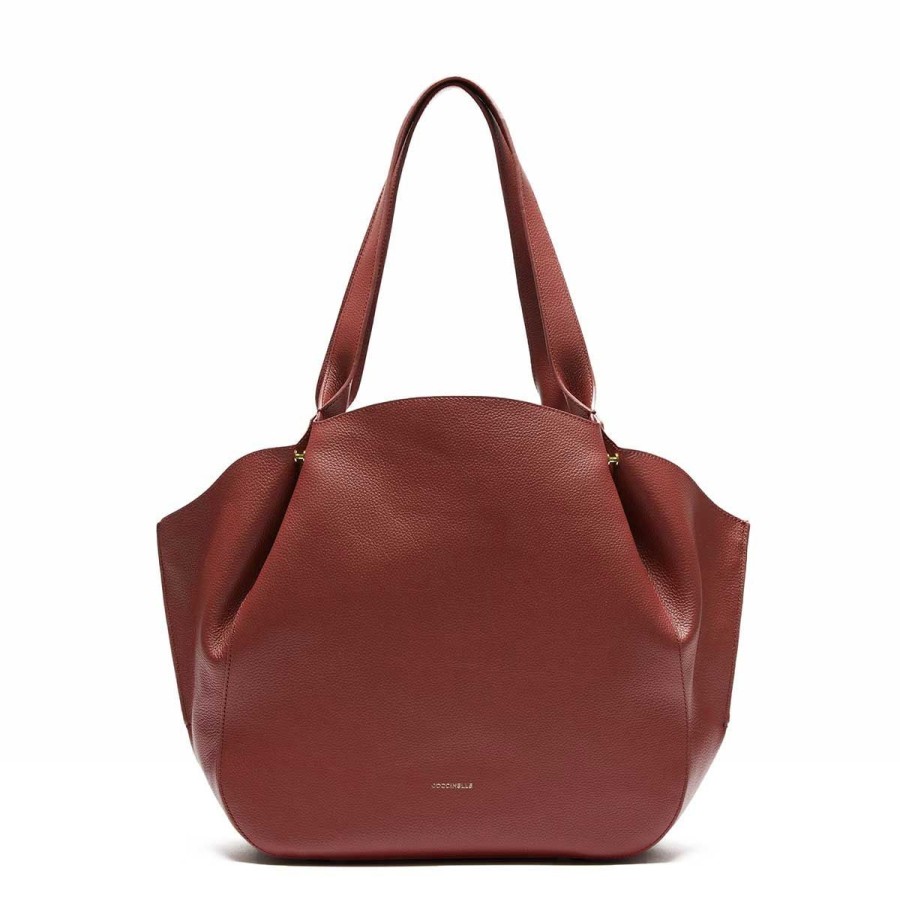 Donna Coccinelle Borse A Mano | Borsa Donna Coccinelle Shopper Bag Soft Cocciwear Brule Noire1P2F130101 223