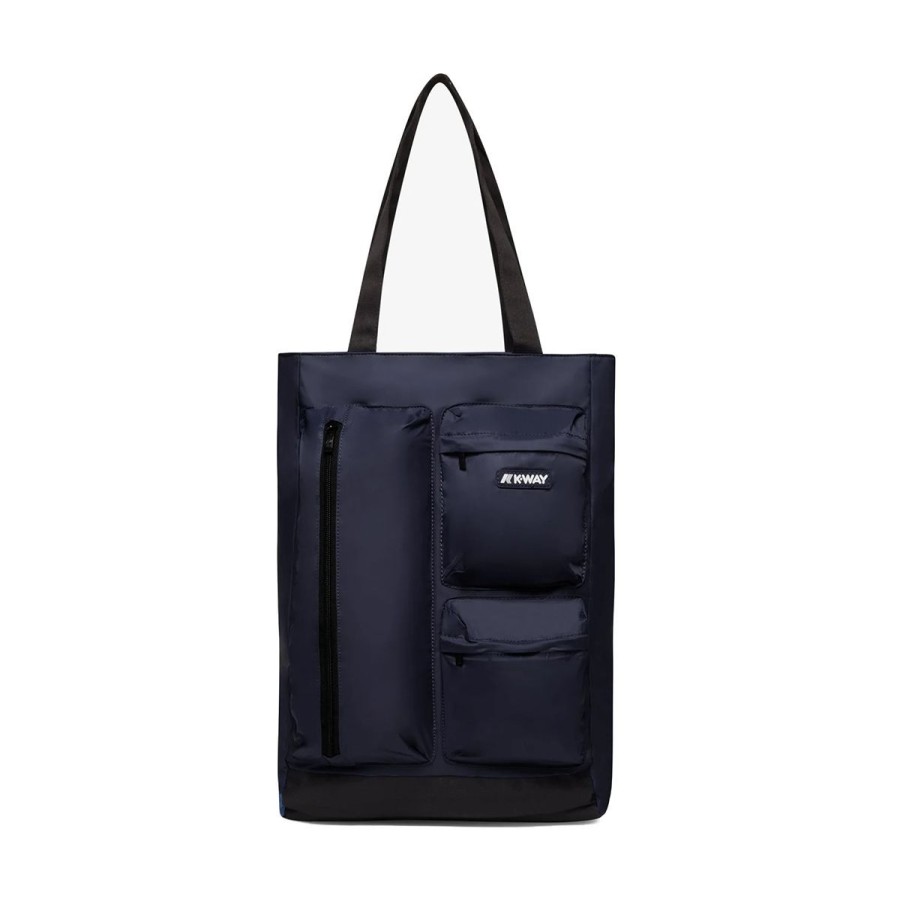 Donna K-Way Borse A Mano | Borsa Unisex K-Way Shopping Bag Vertical Lorey Blue Depht K7116Pw 123