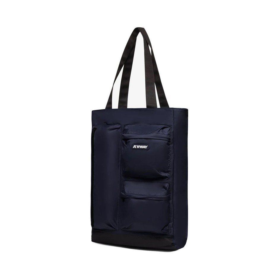 Donna K-Way Borse A Mano | Borsa Unisex K-Way Shopping Bag Vertical Lorey Blue Depht K7116Pw 123