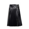 Donna Liu Jo Gonne / Pantaloncini | Gonna Donna Liu Jo Long Upskirt Plisse' In Tessuto Spalmato Black Wf2027 222