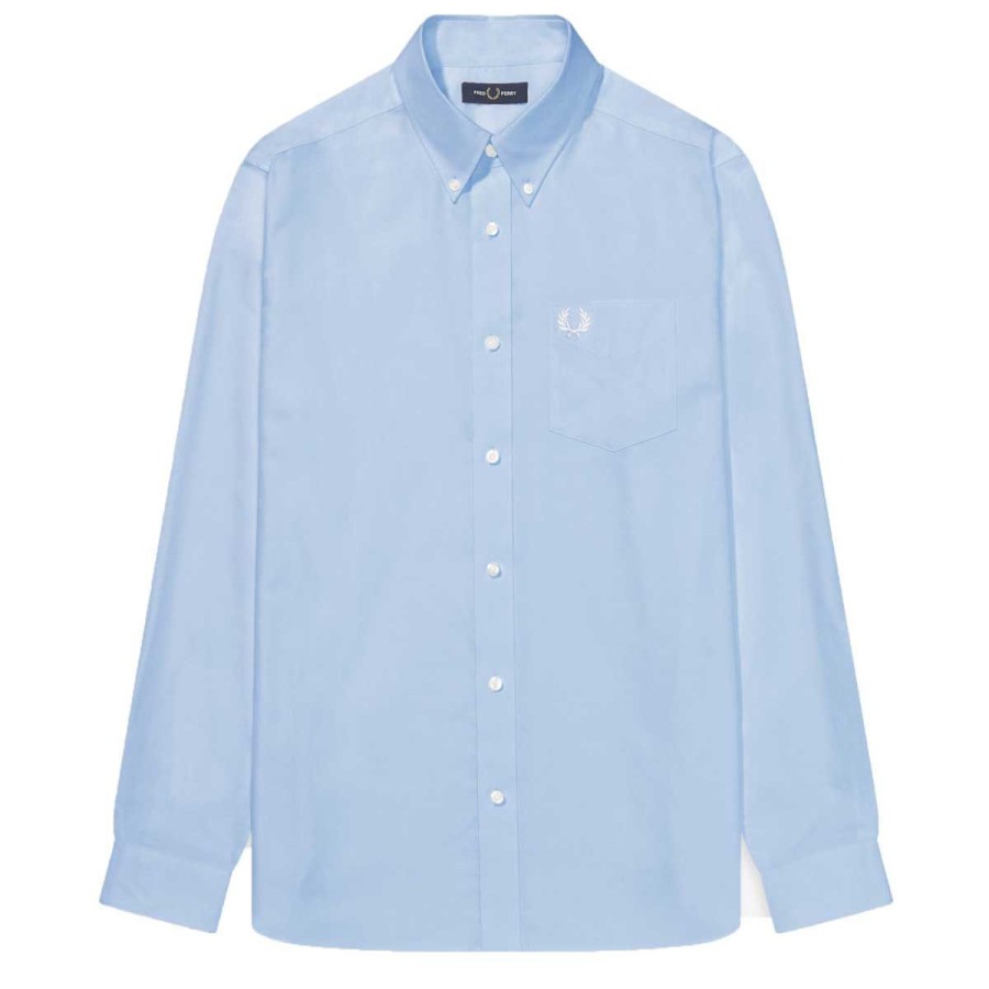 Uomo Fredd Perry Abbigliamento | Camicia Uomo Fred Perry Oxford Light Smoke M8501 121