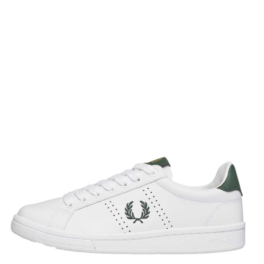 Uomo Fredd Perry Sneakers | Scarpa Uomo Fred Perry Sneaker B721 Leather White / Green B8321 120