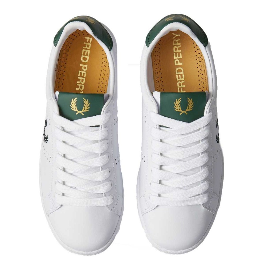 Uomo Fredd Perry Sneakers | Scarpa Uomo Fred Perry Sneaker B721 Leather White / Green B8321 120