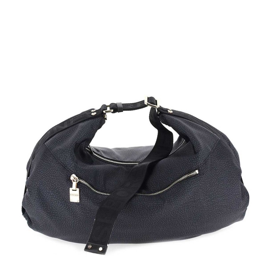 Donna Borbonese Borse A Mano | Borsa Donna Borbonese Hobo Bag Large Cloudette Nero 924163Ah1 122