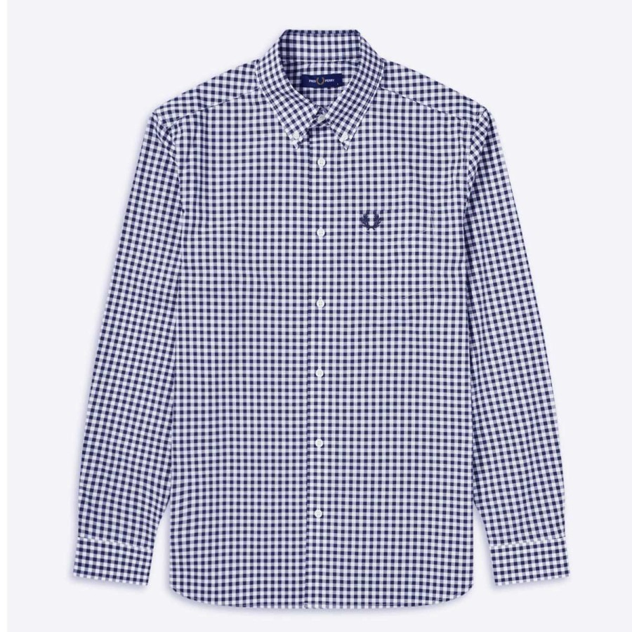 Uomo Fredd Perry Abbigliamento | Camicia Uomo Fred Perry Gingham M9500 Blue 220