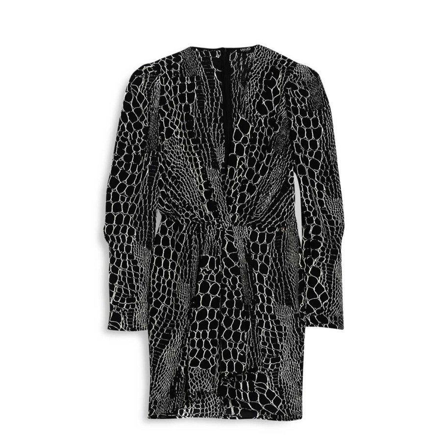 Donna Liu Jo Abiti | Abito Donna Liu Jo Vestito Feminine Wild Skin Nero Crocodile Cf2057 222