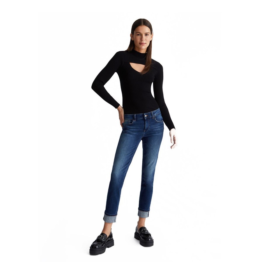 Donna Liu Jo Jeans / Pantaloni | Jeans Donna Liu Jo Monroe Cropped Bottom Up Blu Uf3006 223