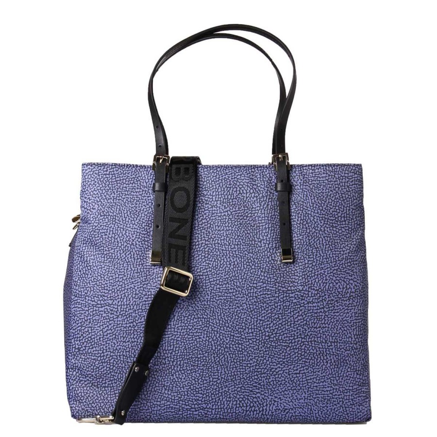 Donna Borbonese Borse A Mano | Borsa Donna Borbonese Shopping Bag Tre Scomparti O.P. Blu / Nero 934092 Co