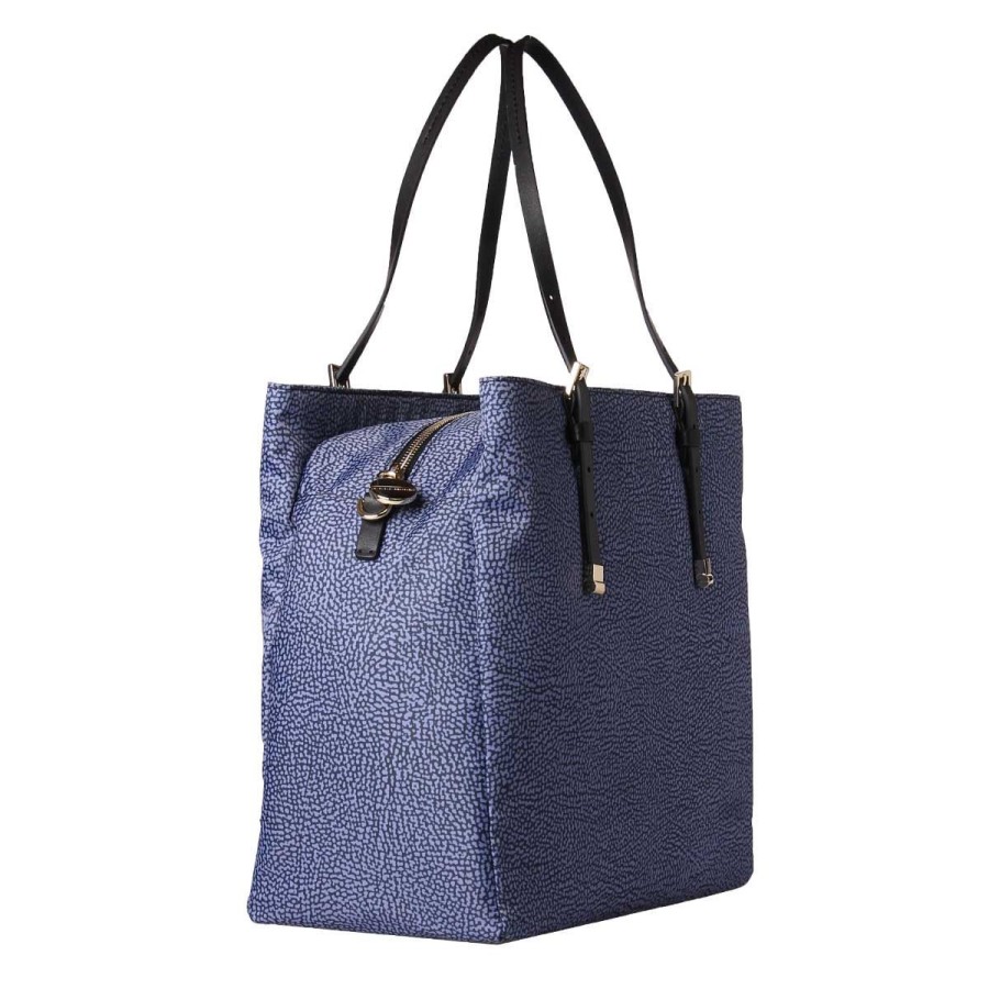 Donna Borbonese Borse A Mano | Borsa Donna Borbonese Shopping Bag Tre Scomparti O.P. Blu / Nero 934092 Co