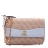 Donna Guess Borse A Spalla | Borsa Donna Guess Crossbody Bag Flap Clip Logo Nell Latte Logo Slate Hwsb8735 123