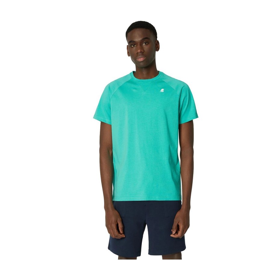 Uomo K-Way Abbigliamento | T-Shirt Uomo K-Way Edwing Green Marine K0074Q0 Co