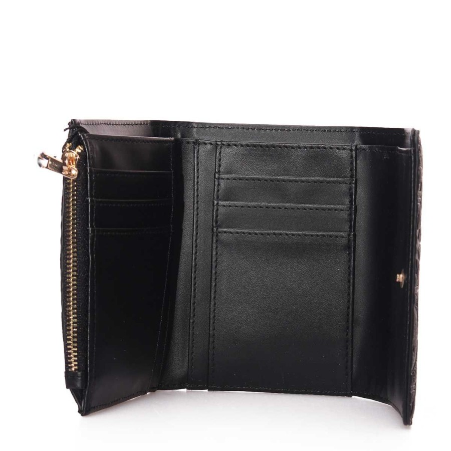 Donna Gattinoni Portafogli | Portafoglio Donna Gattinoni Roma Wallet Clip M Teodosia Great Embossed Black Bintd8155 123