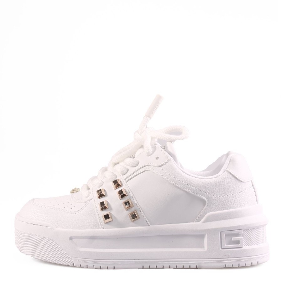 Donna Guess Calzature | Scarpa Donna Guess Sneakers Lemstud Bianco Fl8Mmsele 223