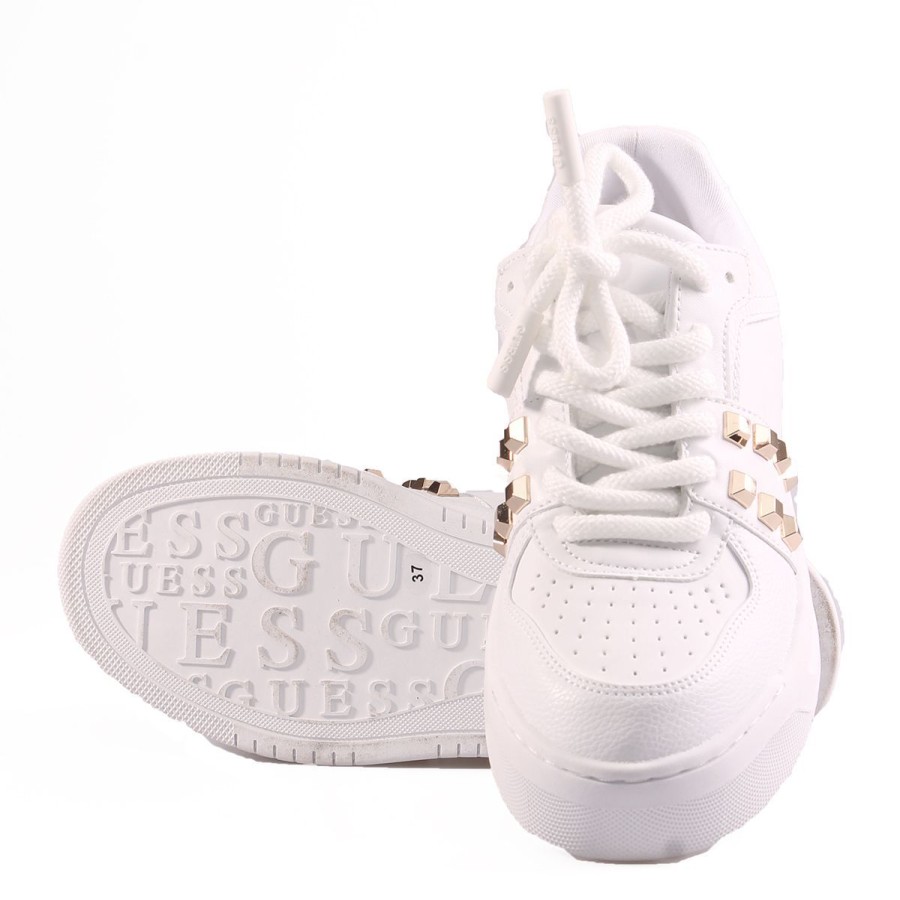 Donna Guess Calzature | Scarpa Donna Guess Sneakers Lemstud Bianco Fl8Mmsele 223