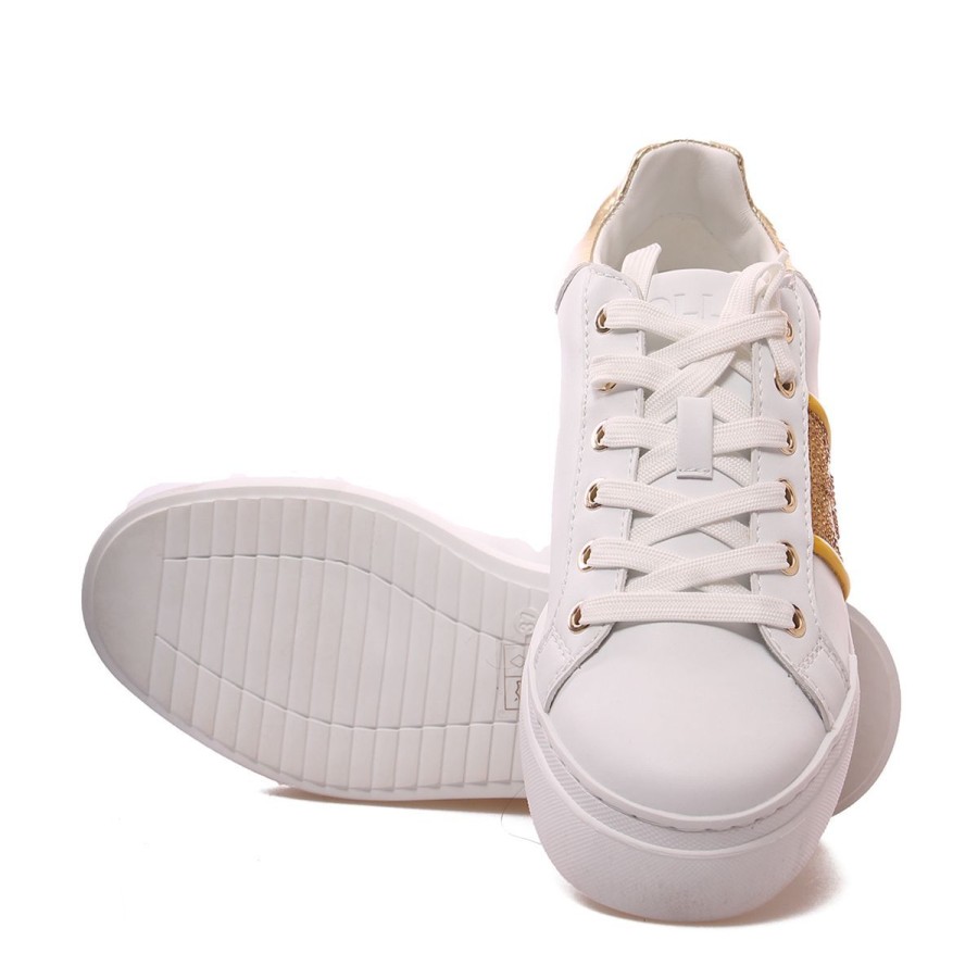 Donna Pollini Calzature | Scarpa Donna Pollini Sneaker Nuke 45 White / Gold Sa15034 122