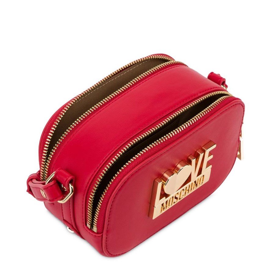 Donna Moschino Borse A Spalla | Borsa Donna Love Moschino Crossbody Bag Maxi Logo Rosso Jc4028 223