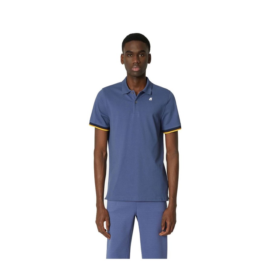 Uomo K-Way Abbigliamento | Polo Uomo K-Way Vincent Blue Indigo K7121Iw Co