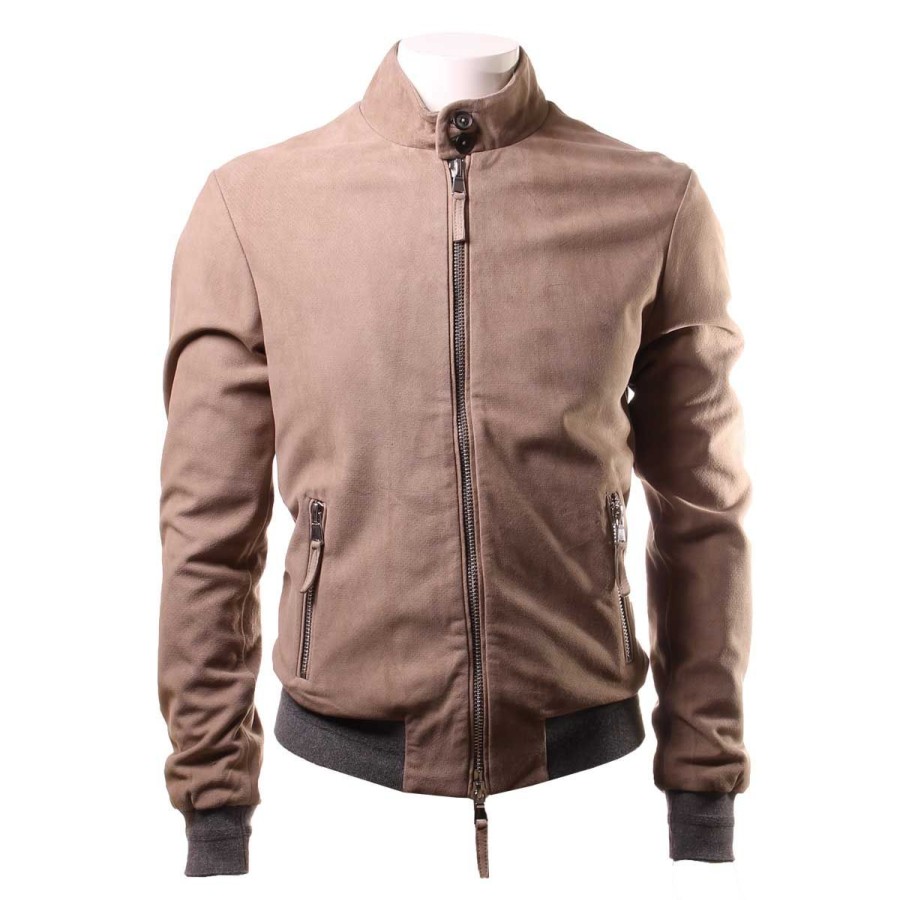 Uomo The Jack Leather Abbigliamento | Giubbino Uomo The Jack Leather Ru44 Twohours Suede Beige 121