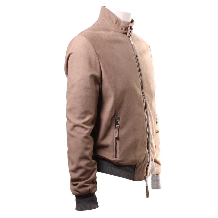 Uomo The Jack Leather Abbigliamento | Giubbino Uomo The Jack Leather Ru44 Twohours Suede Beige 121