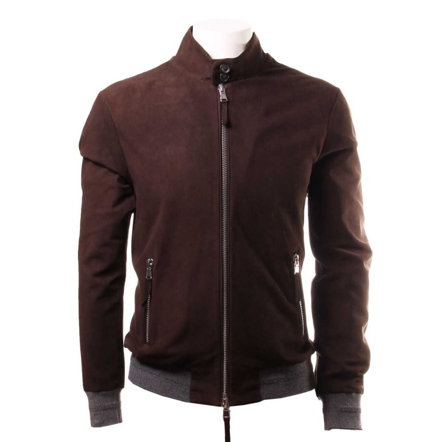 Uomo The Jack Leather Abbigliamento | Giubbino Uomo The Jack Leather Elvis Suede Testa Di Moro 121