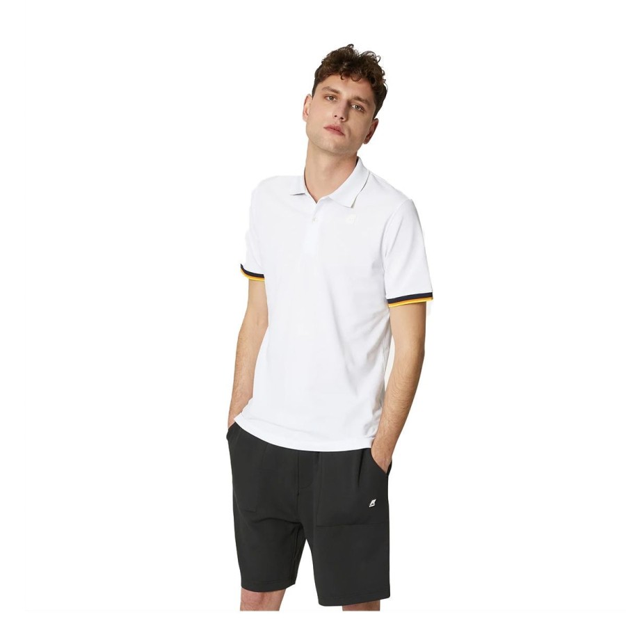 Uomo K-Way Abbigliamento | Polo Uomo K-Way Vincent White K7121Iw Co