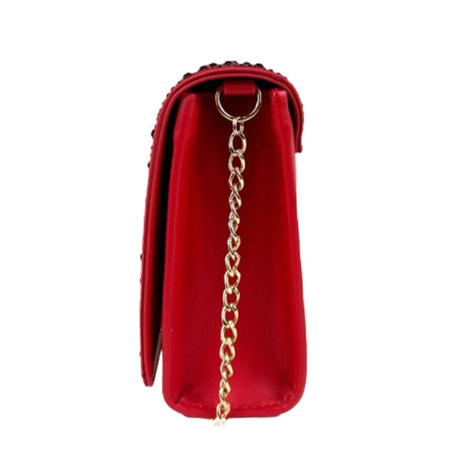 Donna Moschino Borse A Spalla | Borsa Donna Love Moschino Clutch Con Strass Gift Capsule Rosso Jc4850 223