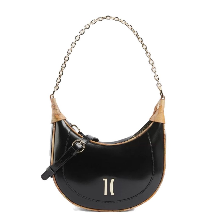 Donna Alviero Martini Borse A Spalla | Borsa Donna Alviero Martini Hobo Bag Con Catena Celeb Bag Nero Gz08-M611 223