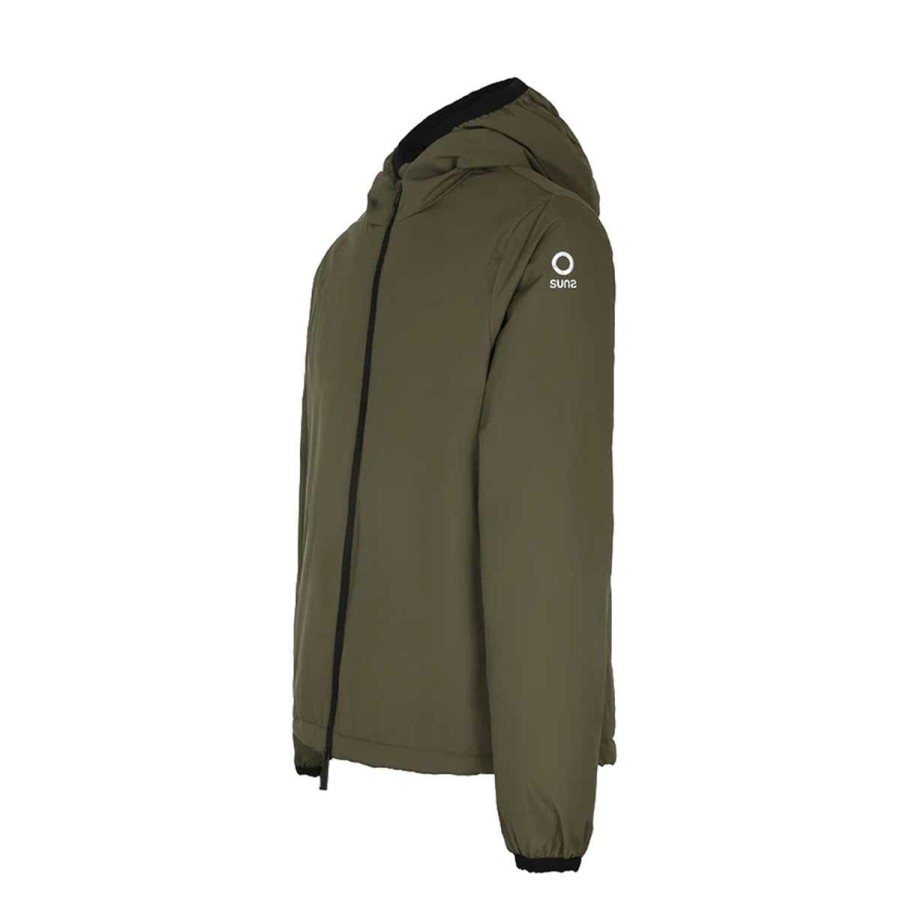 Uomo Suns Abbigliamento | Giacca Uomo Suns Flaminio Plus In Tessuto Tecnico Olive 3008U 222