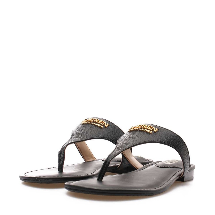 Donna Ralph Lauren Calzature | Scarpa Donna Ralph Lauren Sandal Ellah Black Flat 860804 122