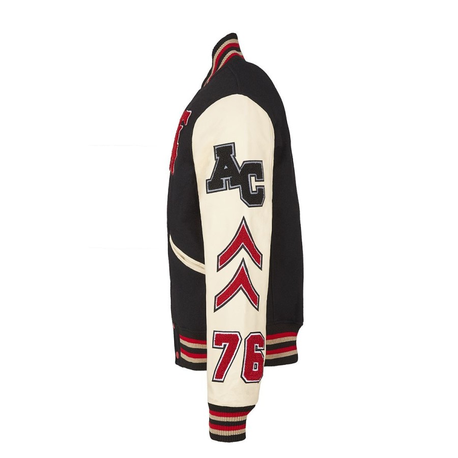 Uomo American College Abbigliamento | Giacca Uomo American College Teddy Varsity Black / Beige Ac-12 223