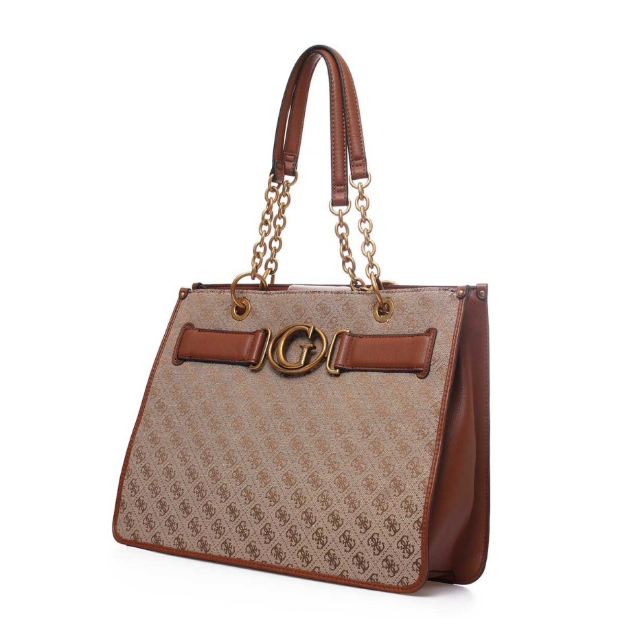 Donna Guess Borse A Mano | Borsa Donna Guess Shopping Bag Aviana Latte Cognac Hwjb84142 222