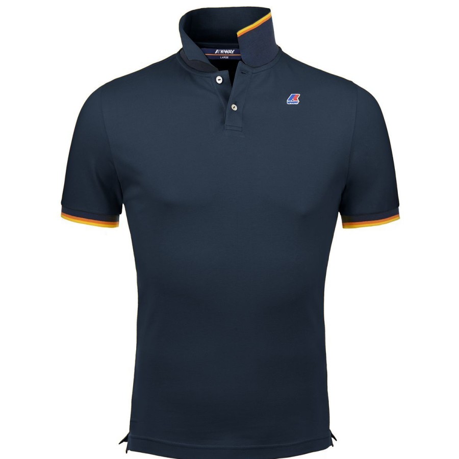 Uomo K-Way Abbigliamento | Polo Uomo K-Way Vincent Contrast K008J5 Blue Depht 119