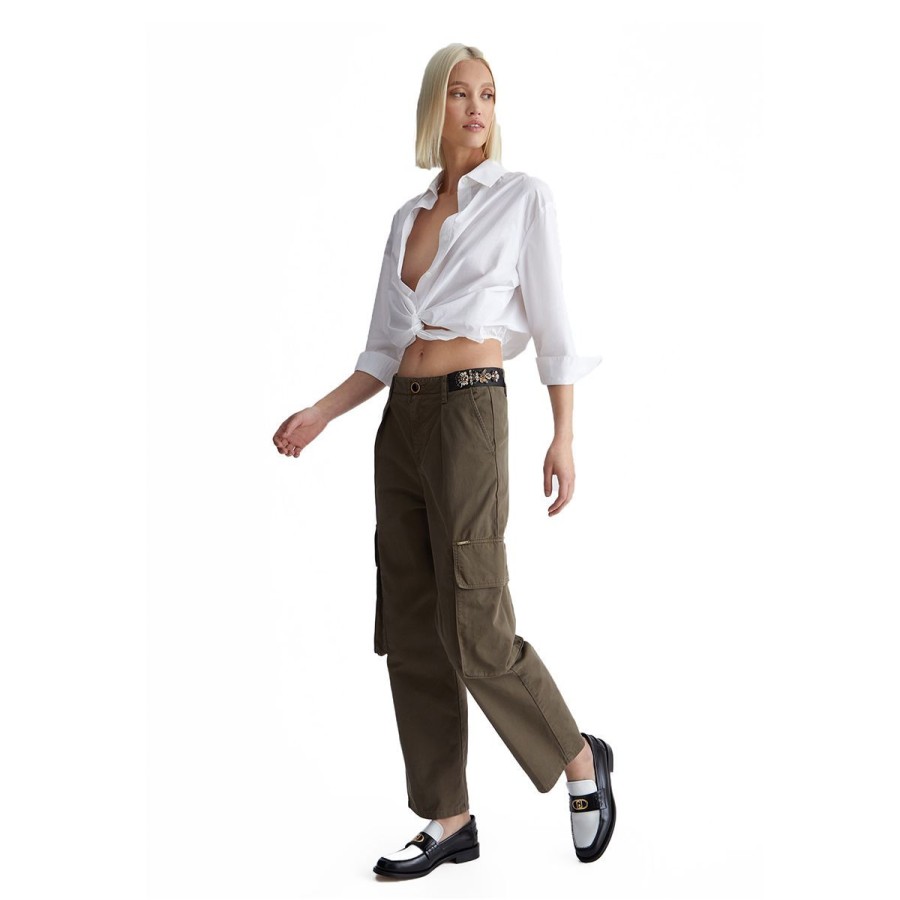 Donna Liu Jo Jeans / Pantaloni | Pantalone Donna Liu Jo Cargo Friend In Gabardina Cocco Wf3168 223