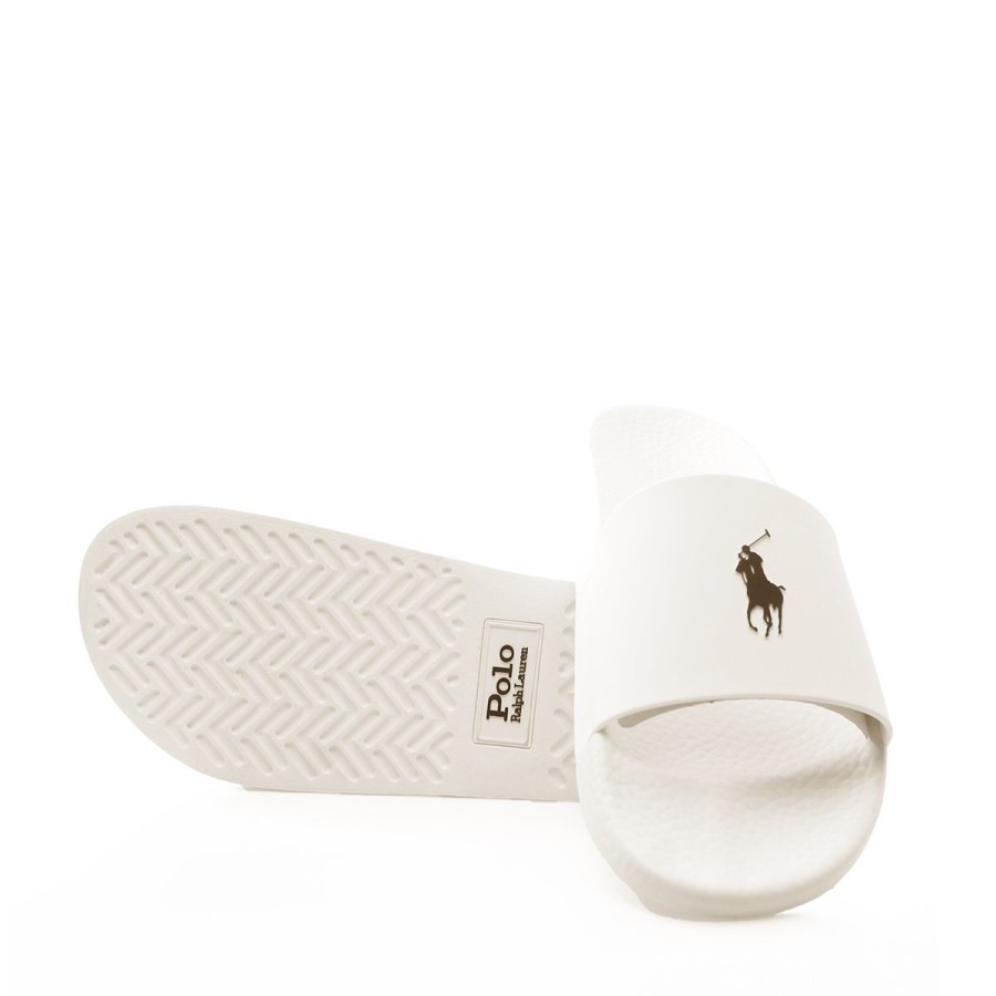 Uomo Ralph Lauren Sandali | Sabot Uomo Ralph Lauren Polo Slide White Navy 809-85071 122