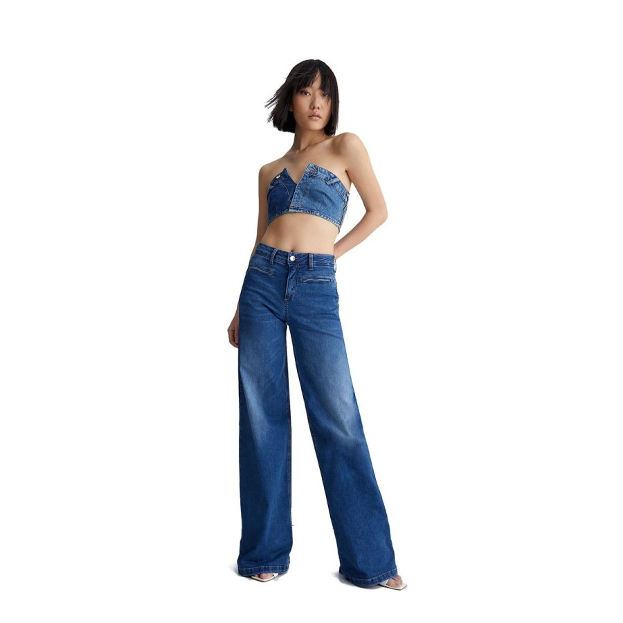 Donna Liu Jo Jeans / Pantaloni | Jeans Donna Liu Jo Flare Parfait Ecosostenibile Bottom Up Denim Scuro Ua3239 123