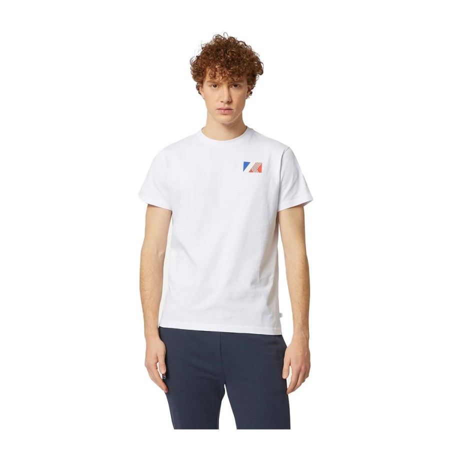 Uomo K-Way Abbigliamento | T-Shirt Uomo K-Way Odom Logo Box White K41371W Co