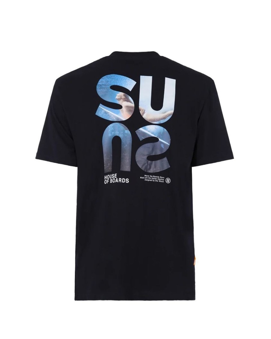 Uomo Suns Abbigliamento | T Shirt Uomo Suns Paolo Photo In Cotone Navy Tss01035U 123