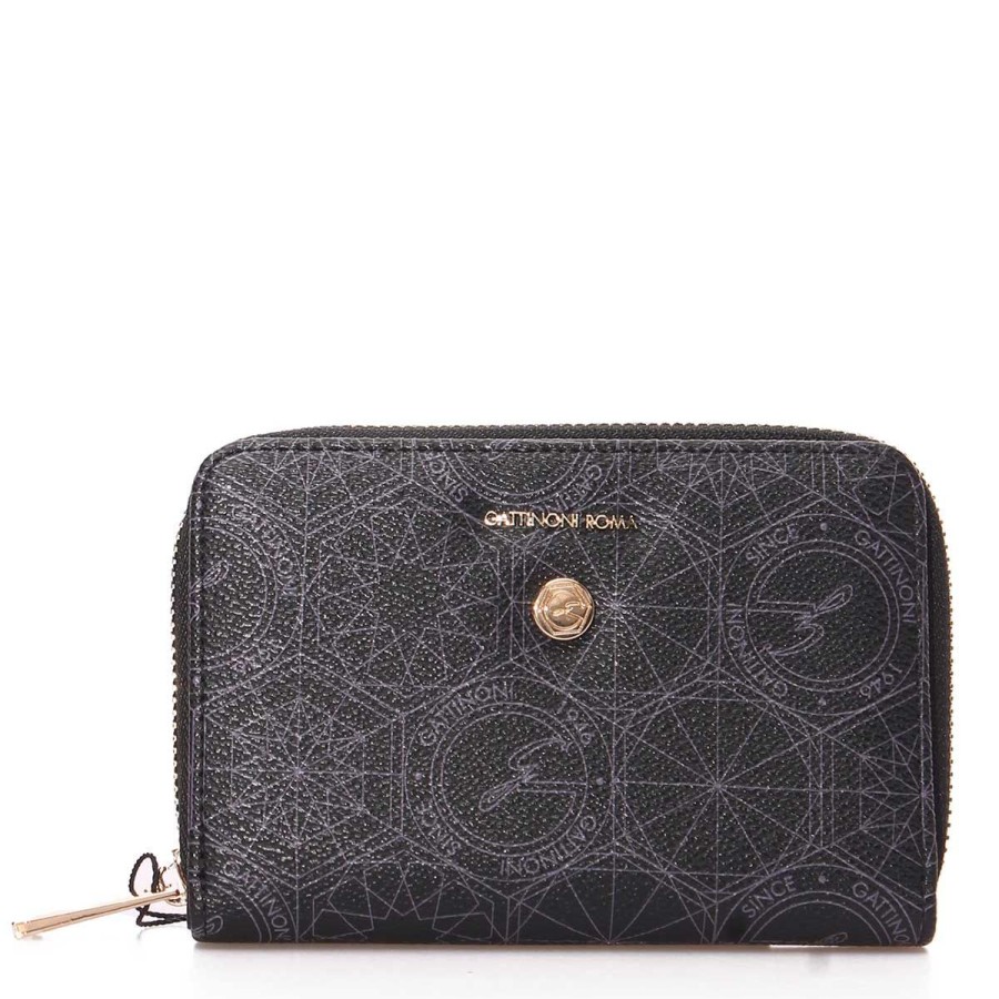 Donna Gattinoni Portafogli | Portafoglio Donna Gattinoni Roma Wallet All Around Zip E Flip Clip M Teodosia Black Bintd8147 123