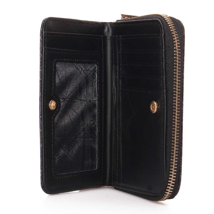 Donna Gattinoni Portafogli | Portafoglio Donna Gattinoni Roma Wallet All Around Zip E Flip Clip M Teodosia Black Bintd8147 123