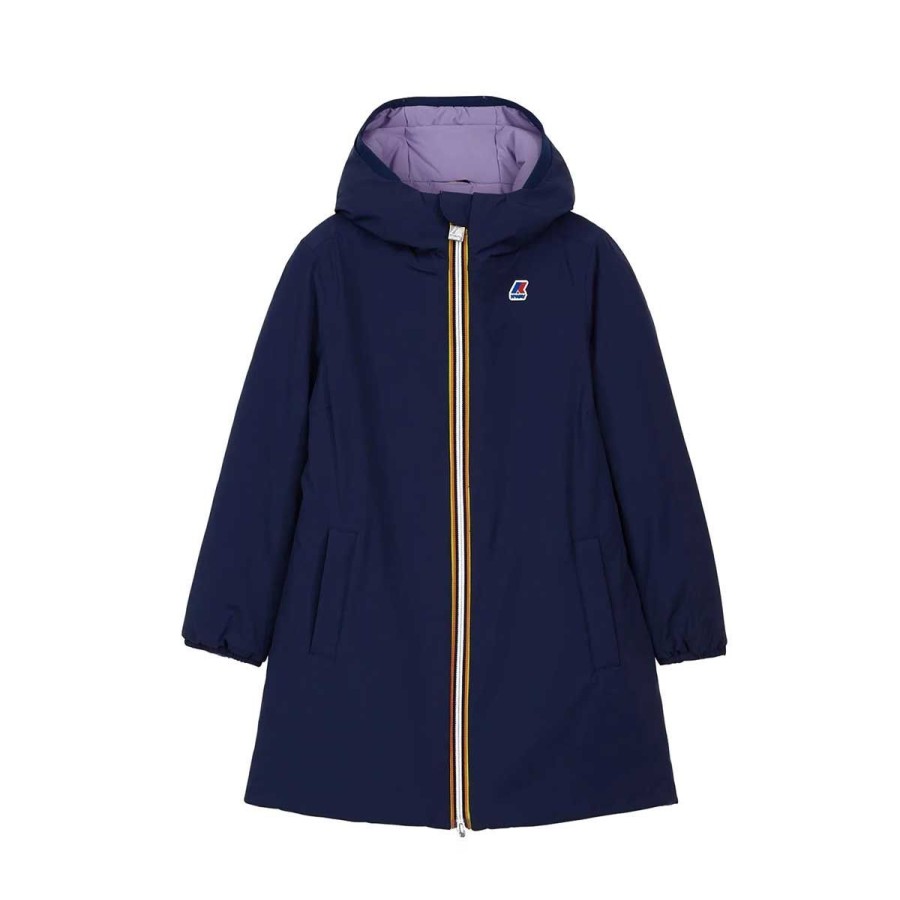 Kid & Youth K-Way Capispalla | Piumino Youth And Kid K-Way Sophie Reversible Blue Medieval / Violette Lavender K8121Cw 222