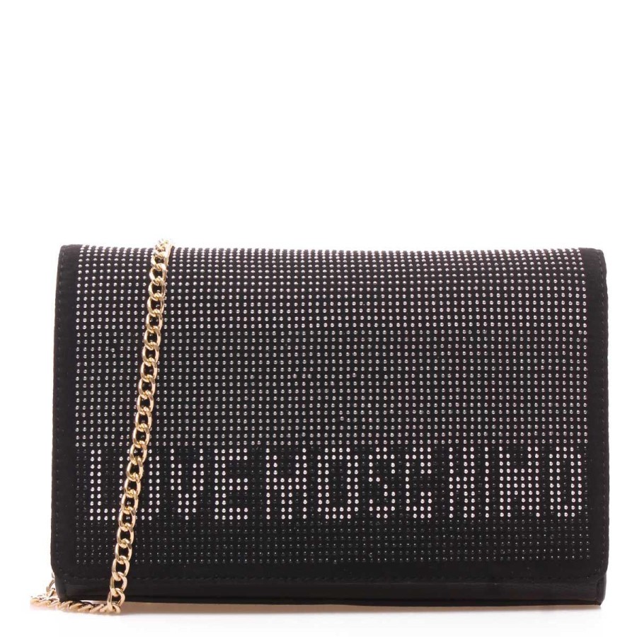 Donna Moschino Borse A Spalla | Borsa Donna Love Moschino Crossbody Bag Flap Glitter Black Jc4139123