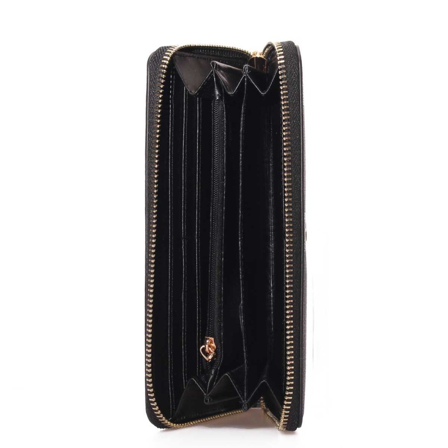 Donna Gattinoni Portafogli | Portafoglio Donna Gattinoni Roma Wallet All Around Zip Large Lady Black Bendy8264 123