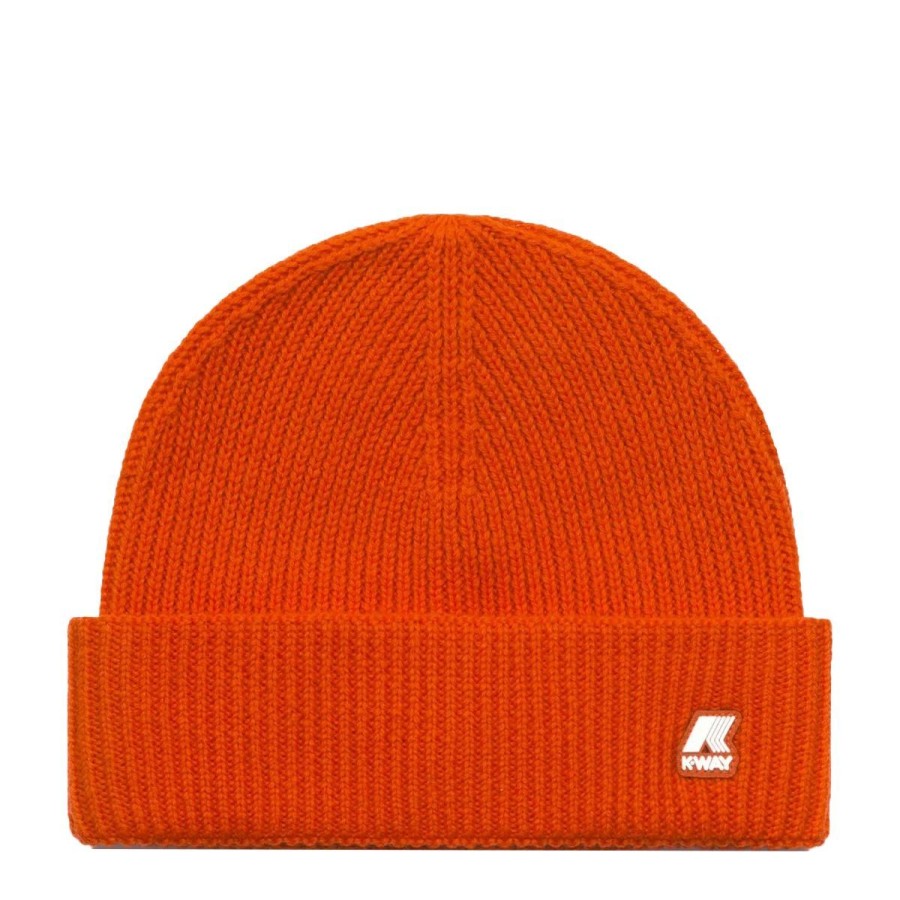 Donna K-Way Cappelli | Cappello Unisex K-Way Brice Cardigan Stitch Wool Orange Pumpkin K11319W 223