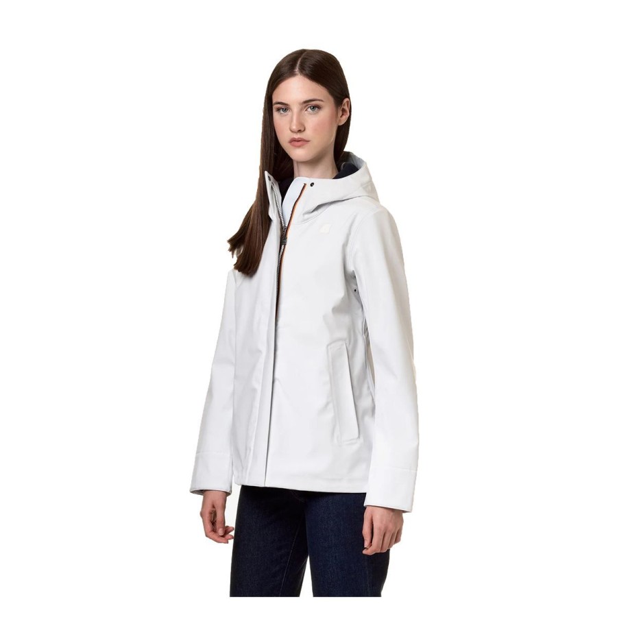 Donna K-Way Capispalla | K-Way Donna Giacca Madlaine Bonded V White G / Blue Depht K8128Rw Co