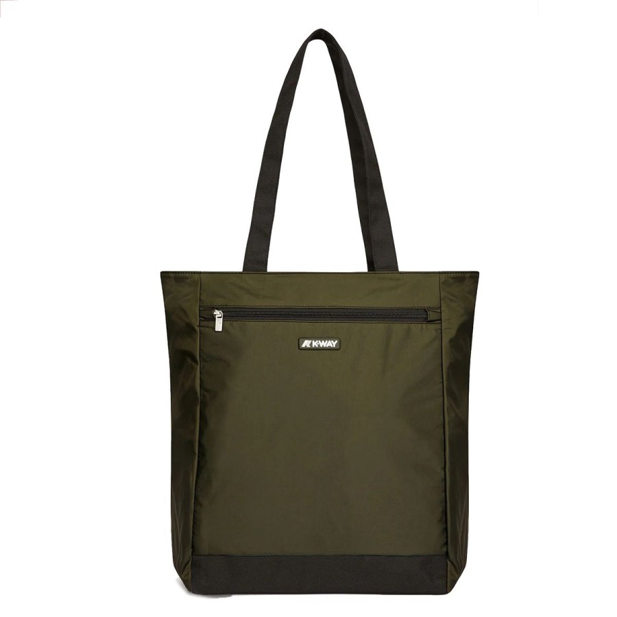 Donna K-Way Borse A Mano | Borsa Donna K-Way Shopping Bag Elliant Green Blackish K7116Nw 223