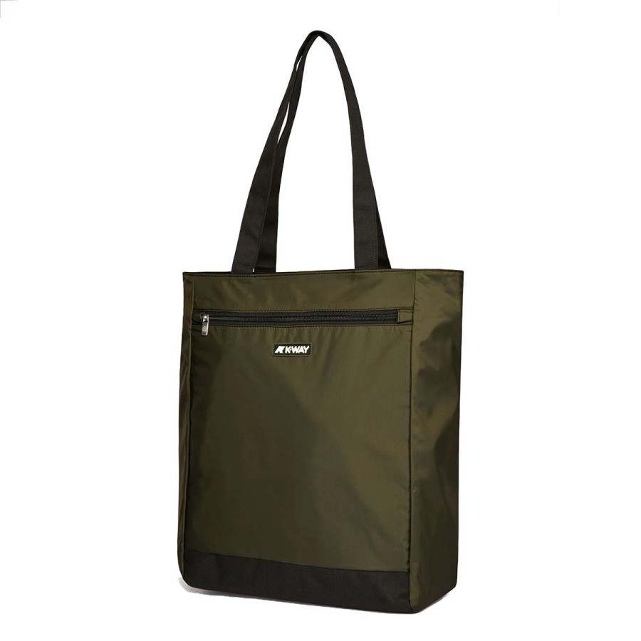 Donna K-Way Borse A Mano | Borsa Donna K-Way Shopping Bag Elliant Green Blackish K7116Nw 223