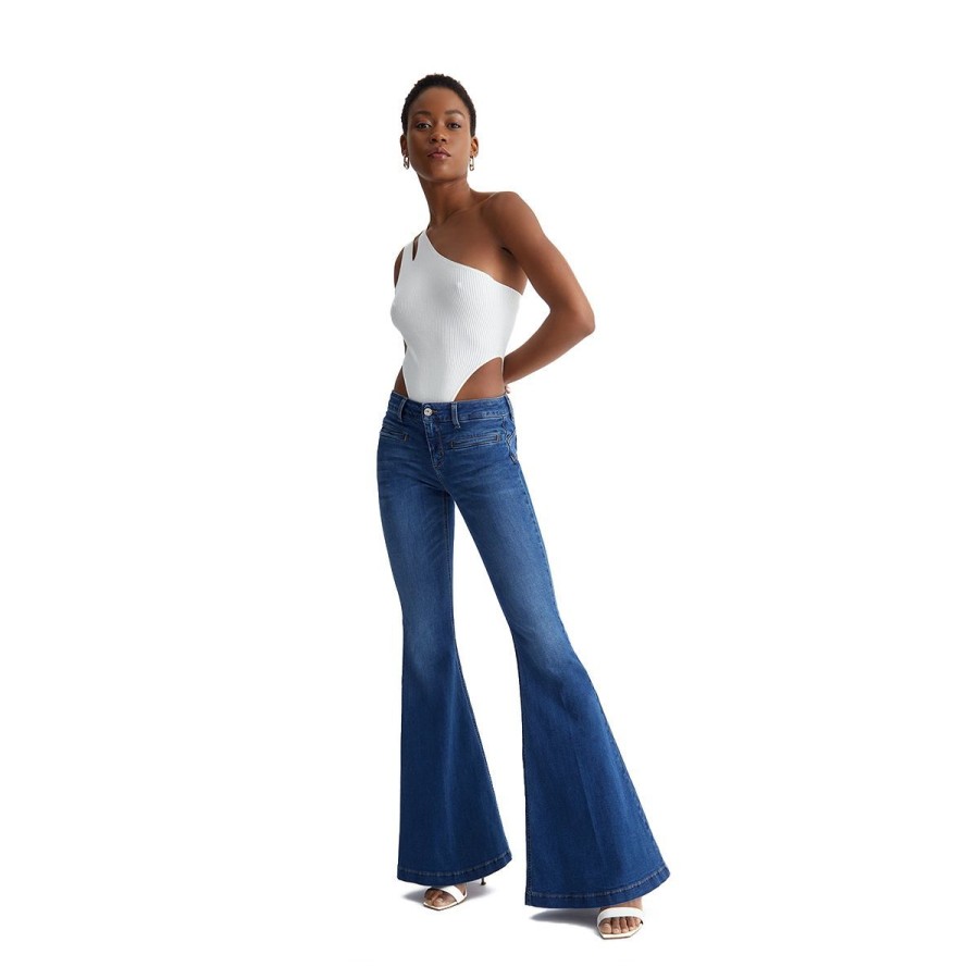 Donna Liu Jo Jeans / Pantaloni | Jeans Donna Liu Jo Parfait Zampa Ecosostenibile Bottom Up Denim Scuro Ua3237 123