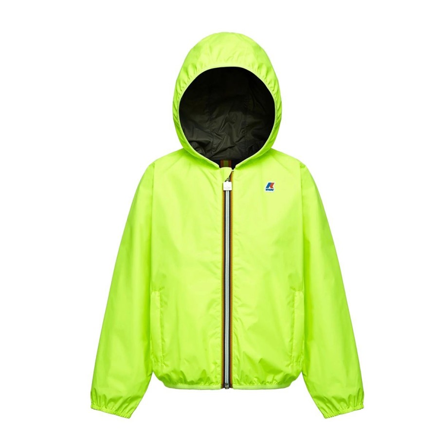 Kid & Youth K-Way Capispalla | Giacca Uomo K-Way Jacques Plus Reversible Fluo Yellow / Grey Double K2127Kw Co